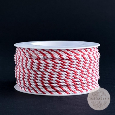 фото декоративный шнур красно-белый    диаметр 2,2 мм