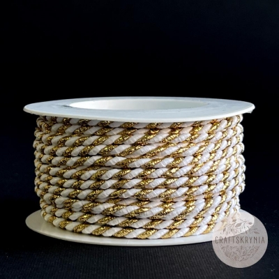 фото декоративный шнур   бело-золотой,   диаметр 3 мм