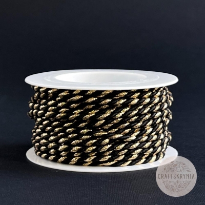 фото декоративный шнур   чёрно-золотой,   диаметр 3 мм