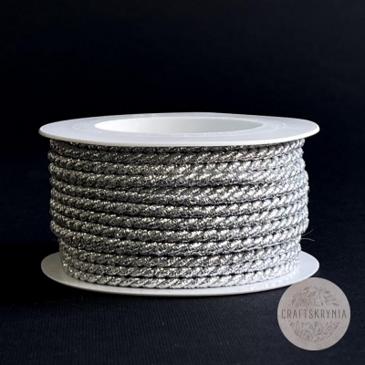 Декоративный шнур СЕРЕБРО металл, диаметр 3 мм