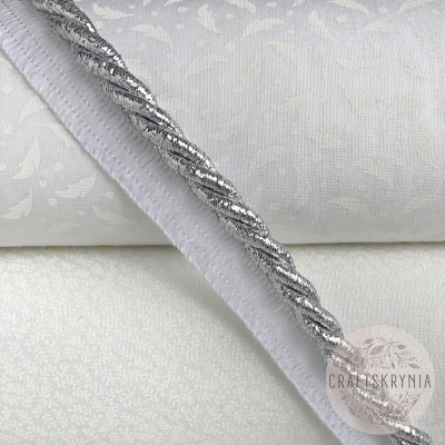 фото шнур кант вшивной хлопковый металлизированный, цвет серебро, fl-7-silver, 6мм