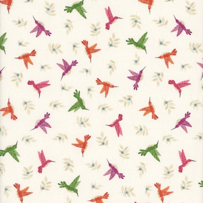 фото ткань scattered hummingbirds cream