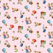 фото ткань для пэчворка   i love you   tossed bunnies pink 