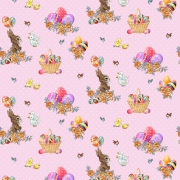 фото ткань для пэчворка   bunny tails   pink bunny and basket