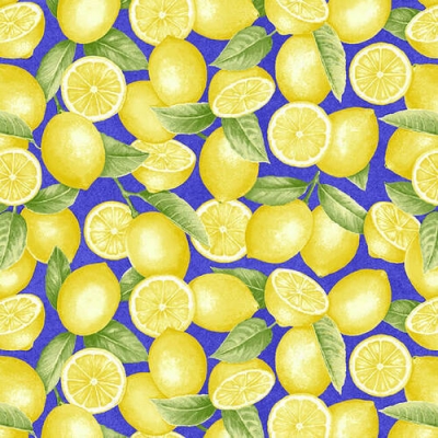 фото тканина lemons tossed blue