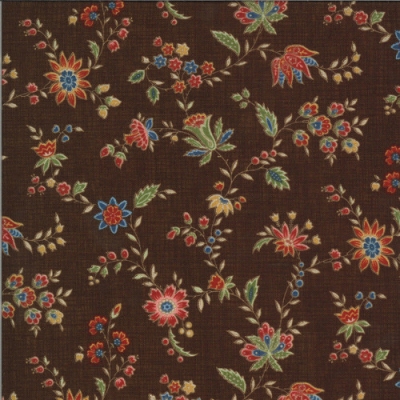 фото  ткань для  рукоделия floral vine chocolate by moda fabrics