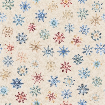 Тканина Snowflake Dance Blue Digital CREAM