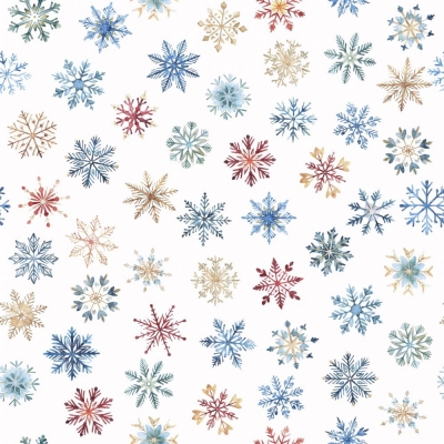 Тканина Snowflake Dance Blue Digital WHITE