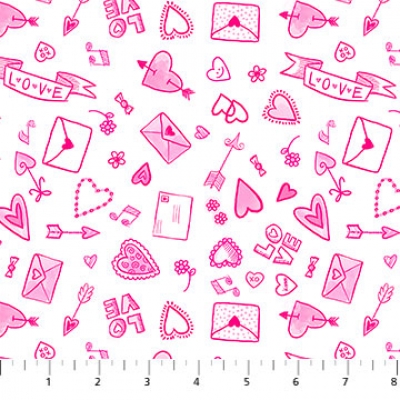 фото тканина love doodles pink