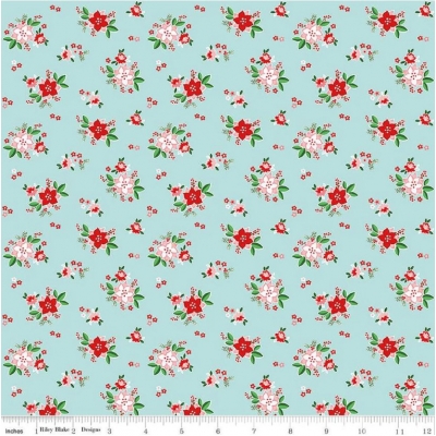 фото тканина pixie noel 2 poinsettias aqua