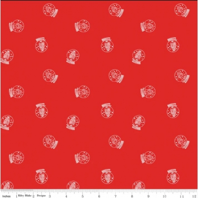 фото тканина pixie noel 2 red snow globe