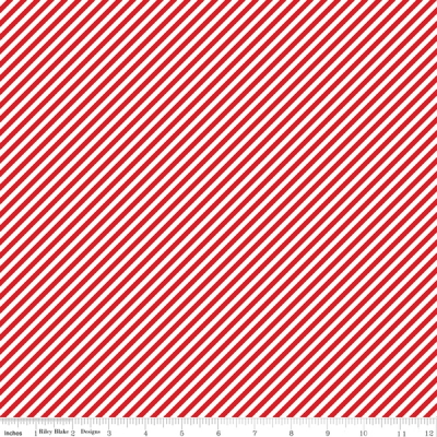 Тканина Pixie Noel 2 Stripes Red останній відріз 50х55 см