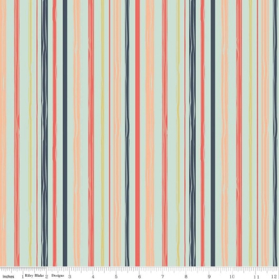  Ткань Woodland Spring Stripe Aqua by Riley Blake