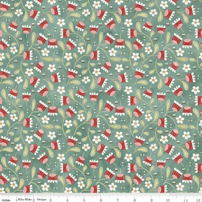 Тканина Hop Hop Hooray - Blooms and Bees Teal by Teresa Kogut