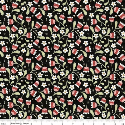 Тканина Hop Hop Hooray - Blooms and Bees Black by Teresa Kogut