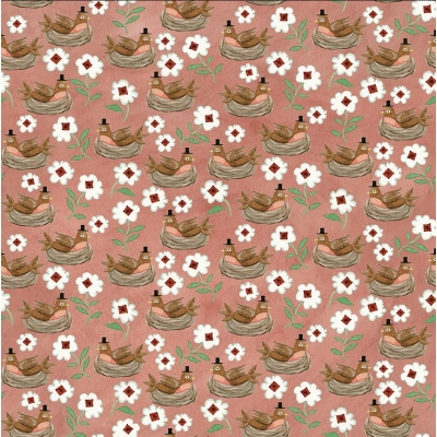 Тканина Hop Hop Hooray - Robbins Nest Coral by Teresa Kogut