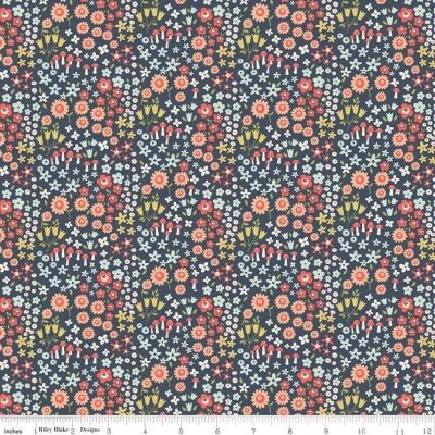  Ткань Woodland Spring Wild Flowers Navy by Riley Blake
