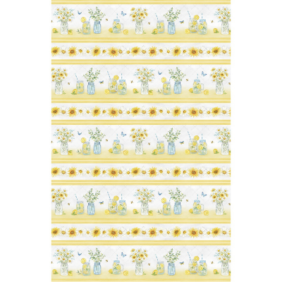 фото тканина для печворку    flowers and lemonade stripe